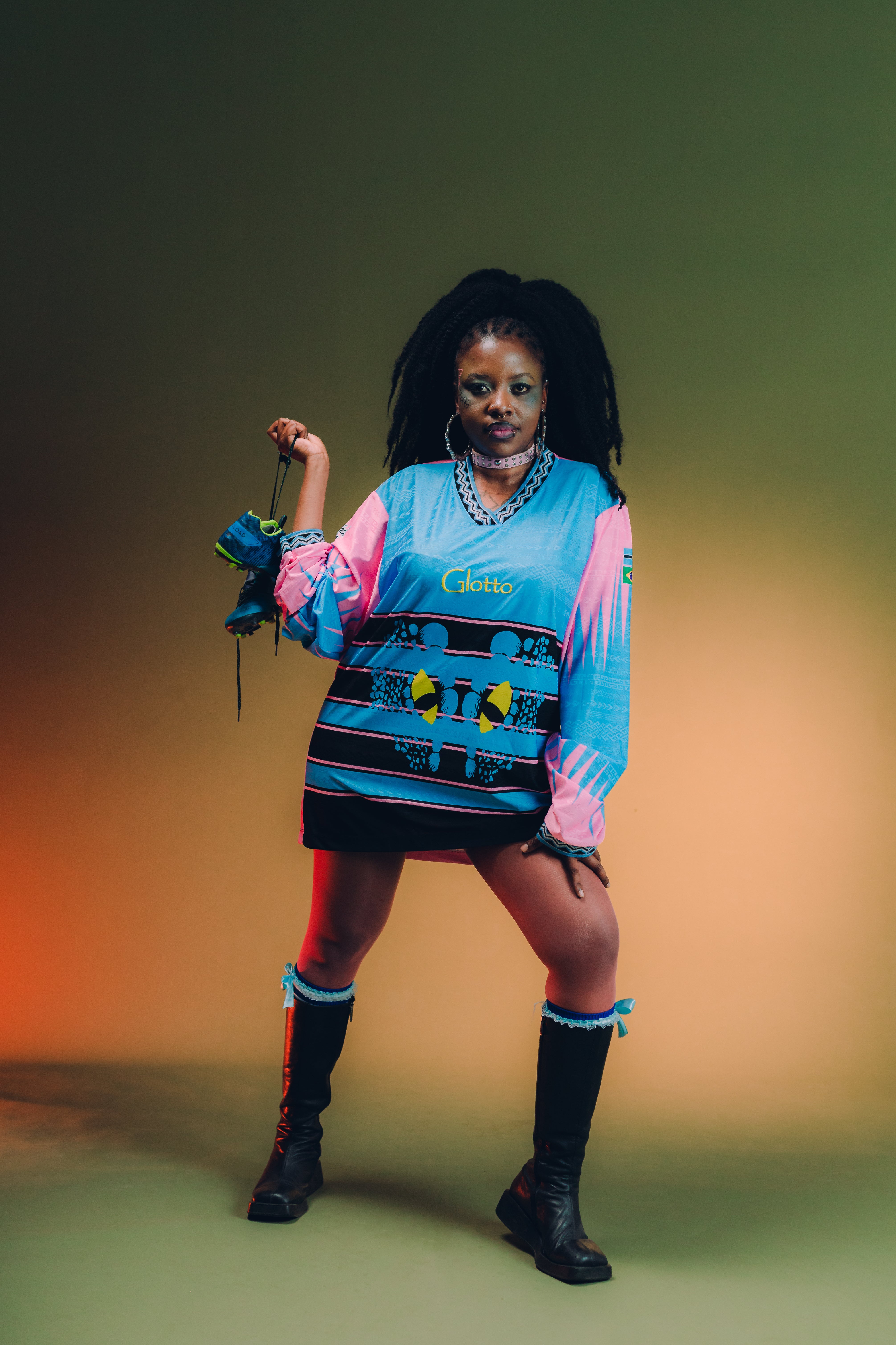 Glotto x Pink Boto Nile Crocodile Jersey – Botswana Blue / Pink